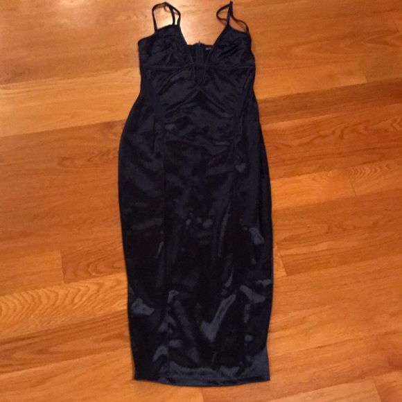 boutique mesh panelled strappy midi dress